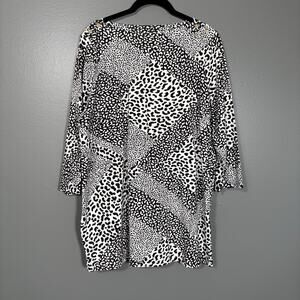 Jessica London Black White Animal Print Patchwork Top - 14/16 - Womens Plus Size